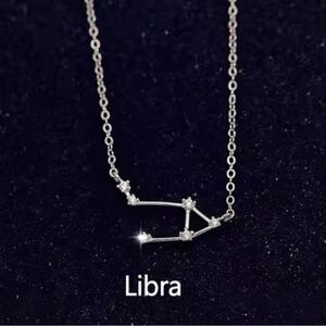 Simple 925 Sterling Silver Zircon Constellation Necklace -Libra